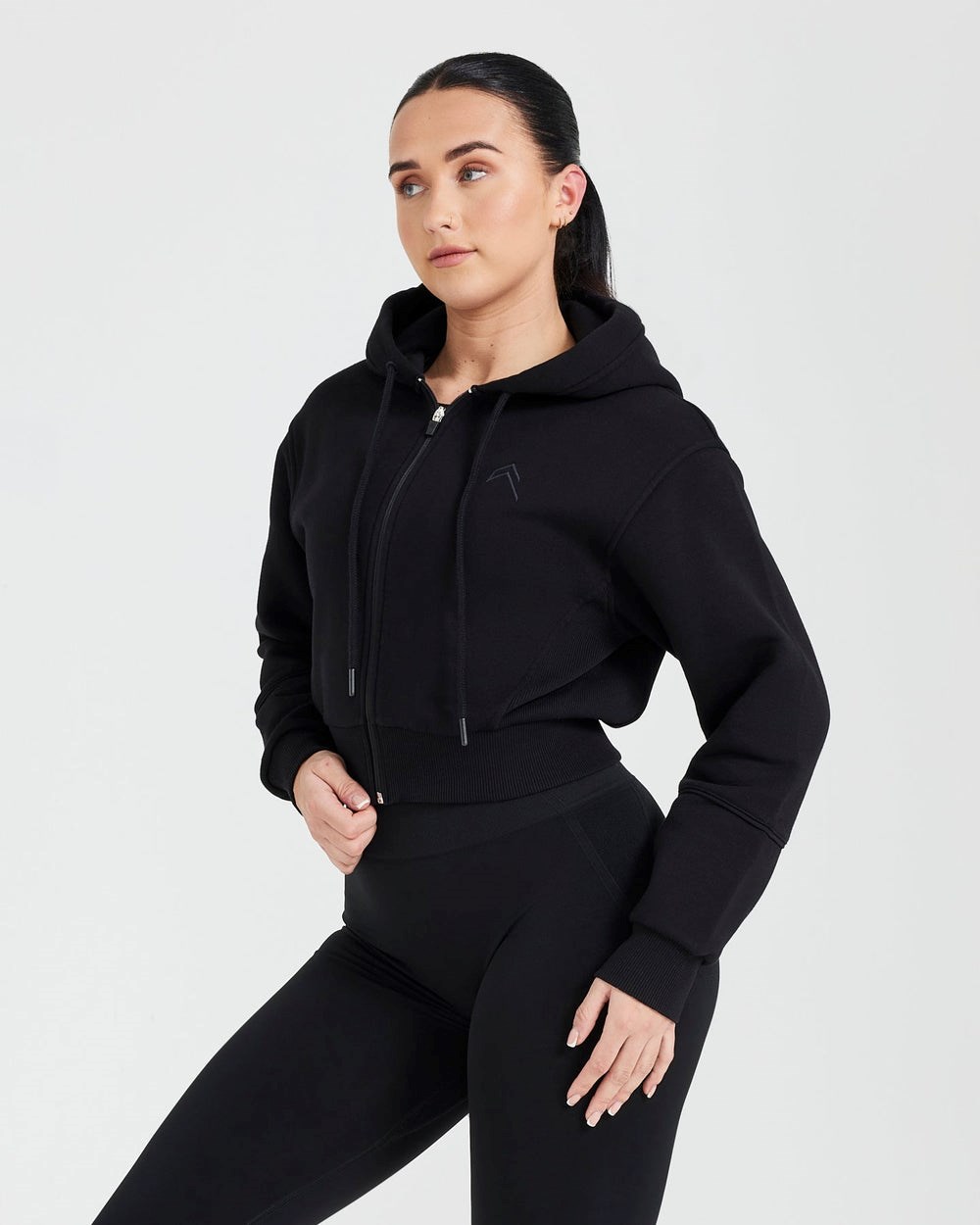 Oner Active Classic Lounge Cropped Zip Through Hoodie Černé | 18XWUSVRM