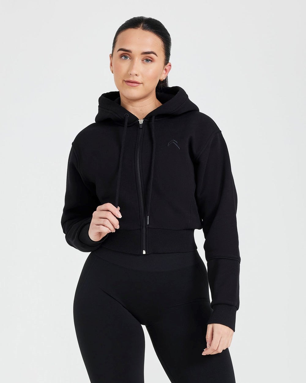 Oner Active Classic Lounge Cropped Zip Through Hoodie Černé | 18XWUSVRM