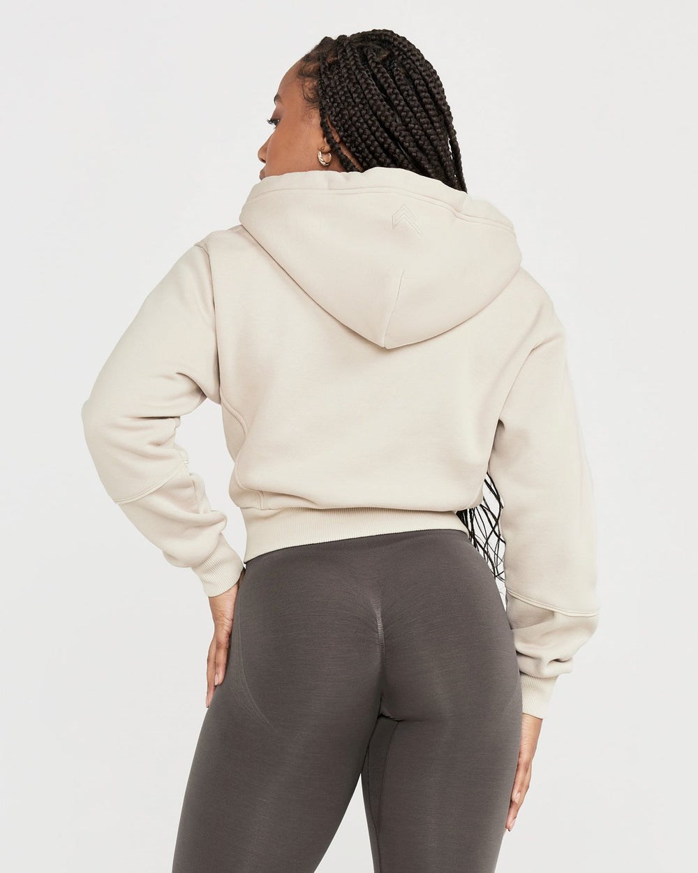 Oner Active Classic Lounge Cropped Zip Through Hoodie Sand | 39EHSJXTG