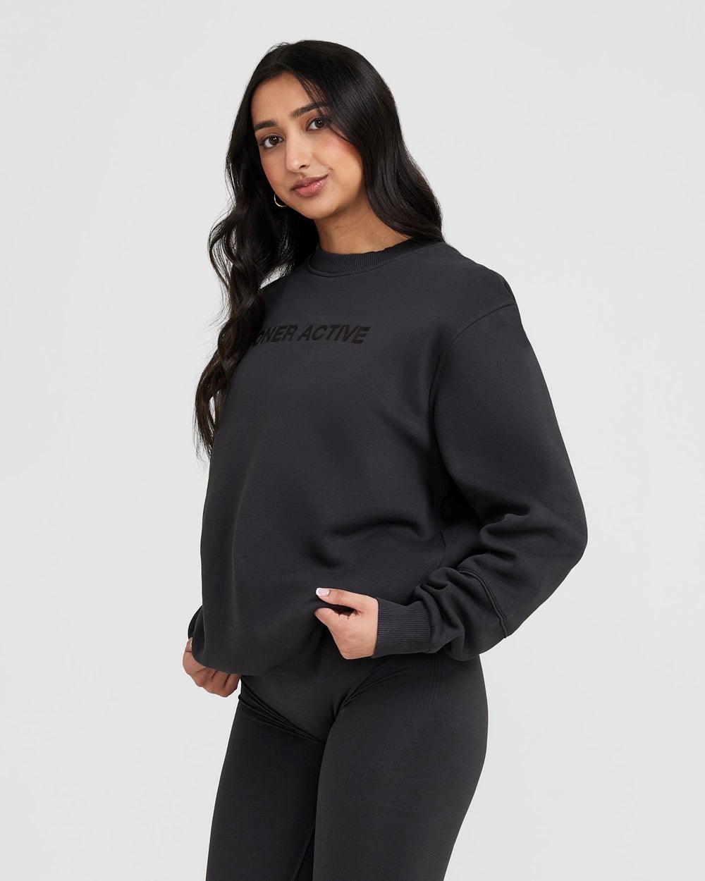 Oner Active Classic Lounge Oversized Crew Neck Coal | 59WXTRYHV