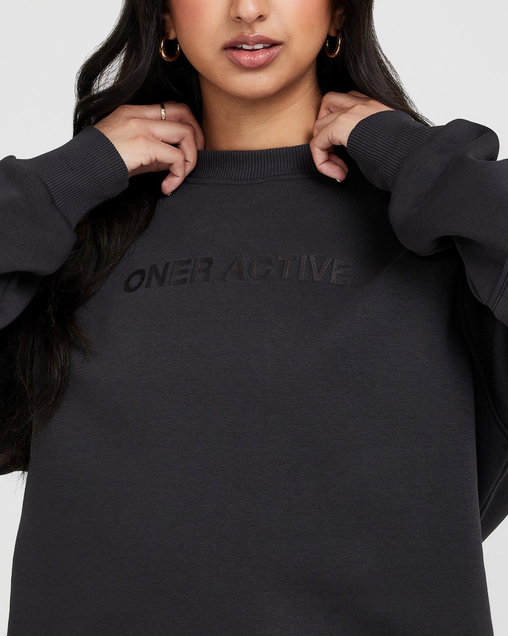 Oner Active Classic Lounge Oversized Crew Neck Coal | 59WXTRYHV