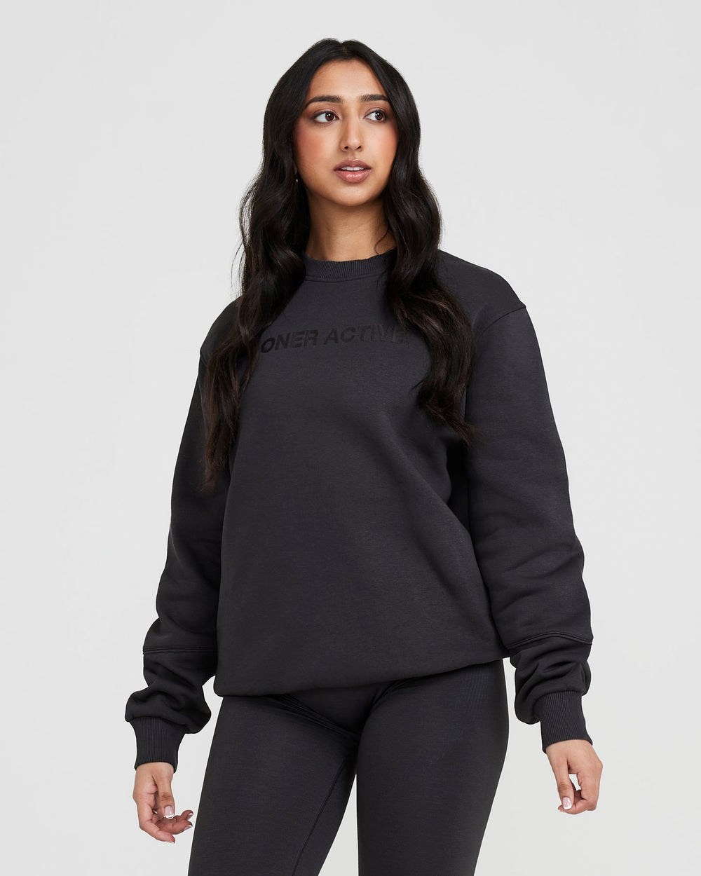 Oner Active Classic Lounge Oversized Crew Neck Coal | 59WXTRYHV