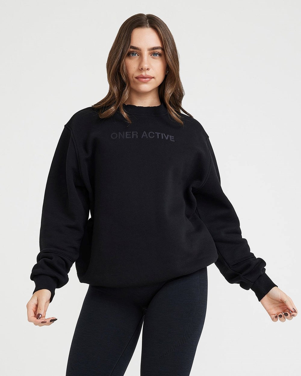 Oner Active Classic Lounge Oversized Crew Neck Černé | 71VGASOXL