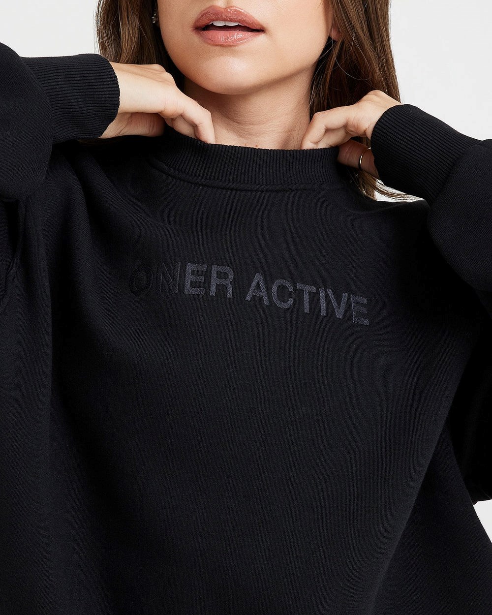 Oner Active Classic Lounge Oversized Crew Neck Černé | 71VGASOXL