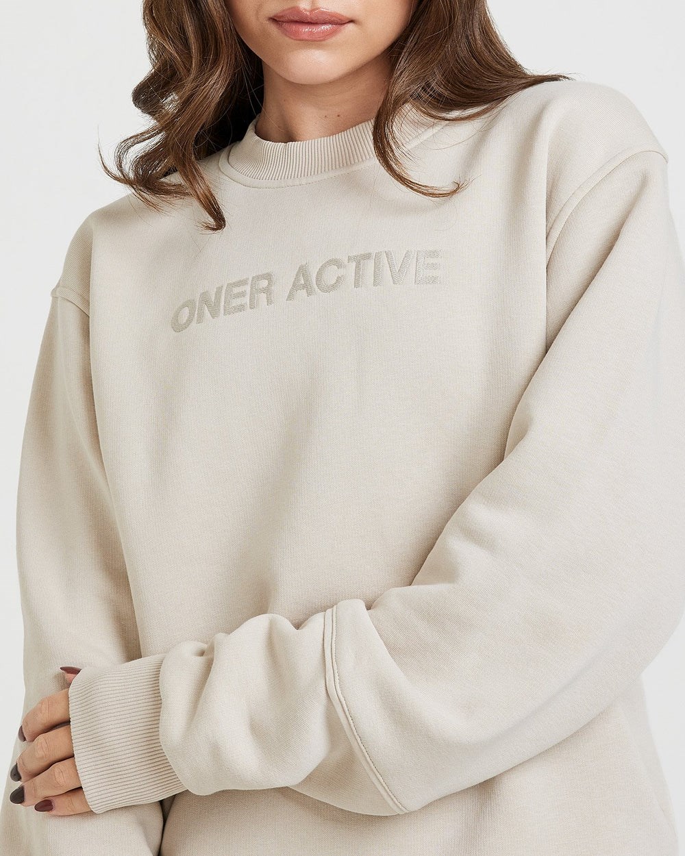 Oner Active Classic Lounge Oversized Crew Neck Sand | 74WZGSLPE