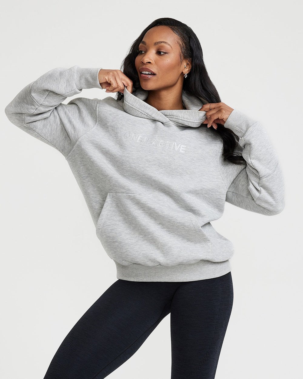 Oner Active Classic Lounge Oversized Hoodie Stříbrné | 27HBEXAOL