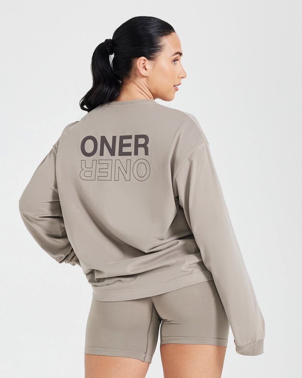 Oner Active Classic Mirror Grafická Oversized Long Sleeve Top Washed Minky | 43DBEFCSQ