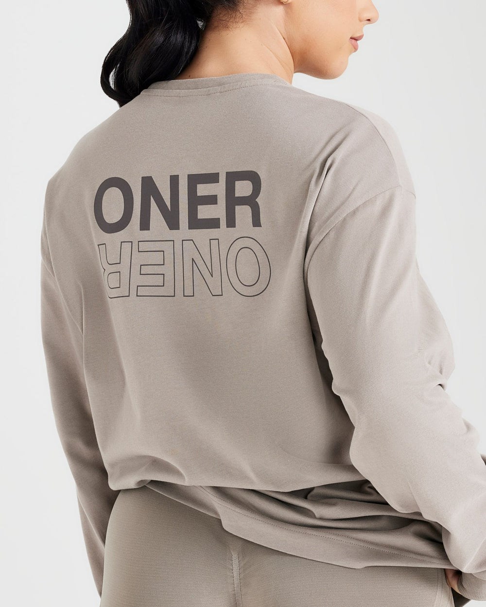 Oner Active Classic Mirror Grafická Oversized Long Sleeve Top Washed Minky | 43DBEFCSQ