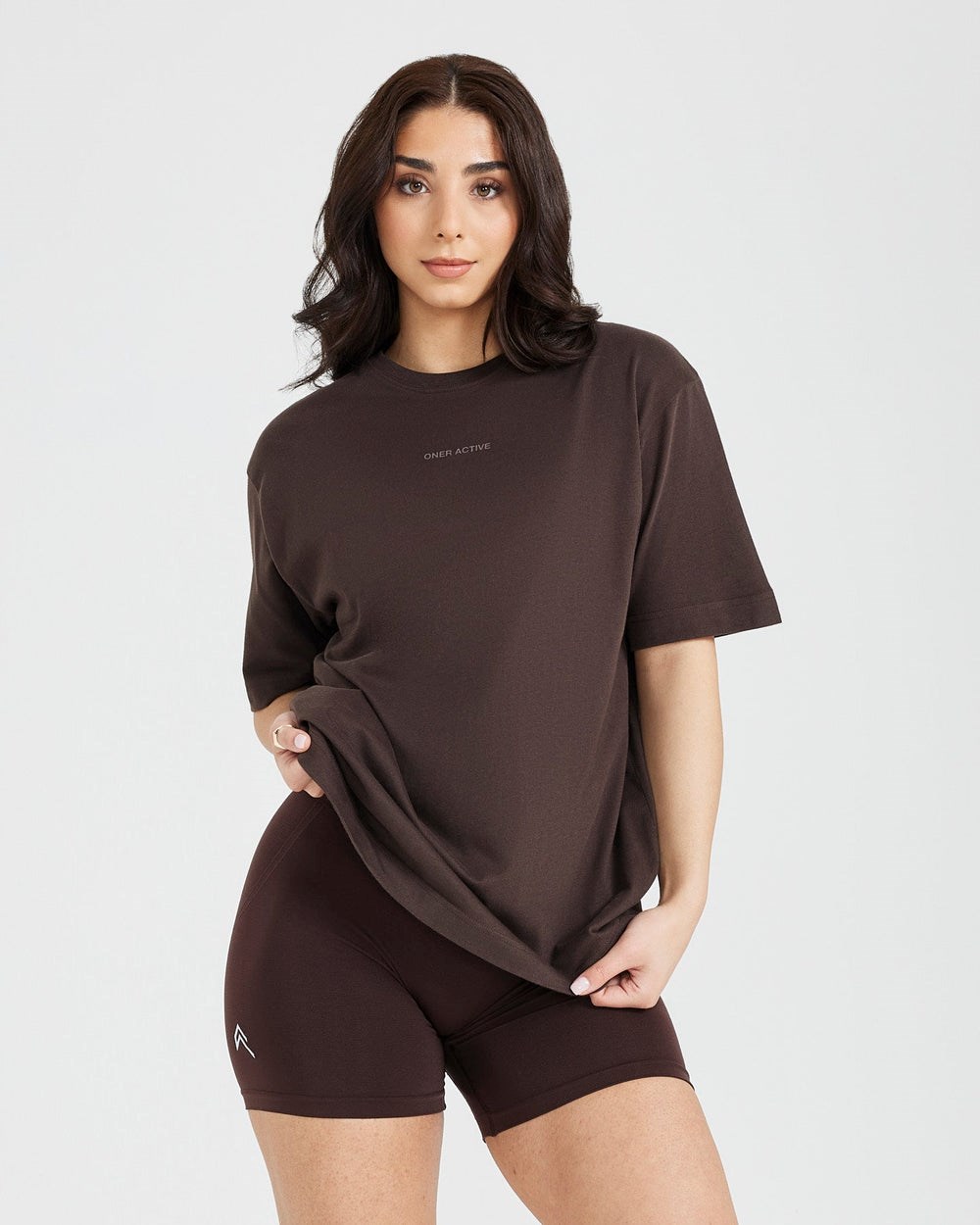 Oner Active Classic Mirror Grafická Oversized T-Shirt Washed 70% Cocoa | 53YXOTCBQ