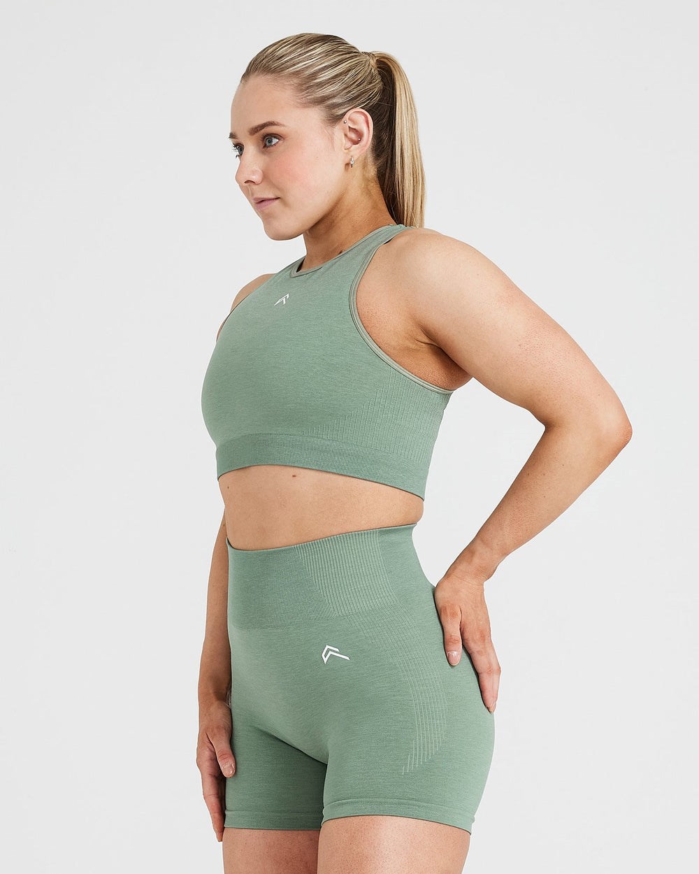 Oner Active Classic Seamless 2.0 Crop Top Sage Marl | 95PXZWUEK