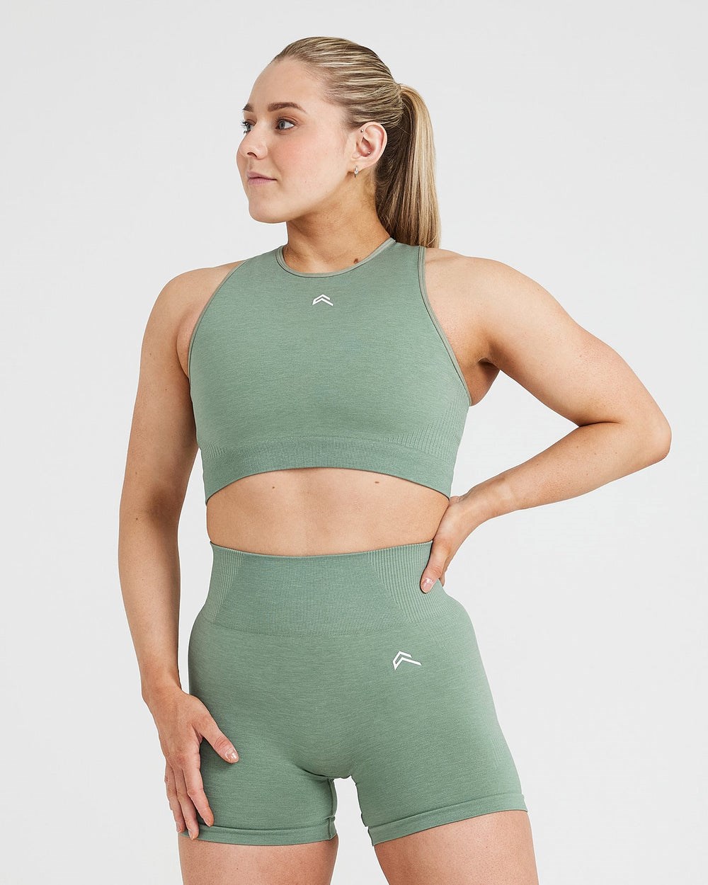 Oner Active Classic Seamless 2.0 Crop Top Sage Marl | 95PXZWUEK