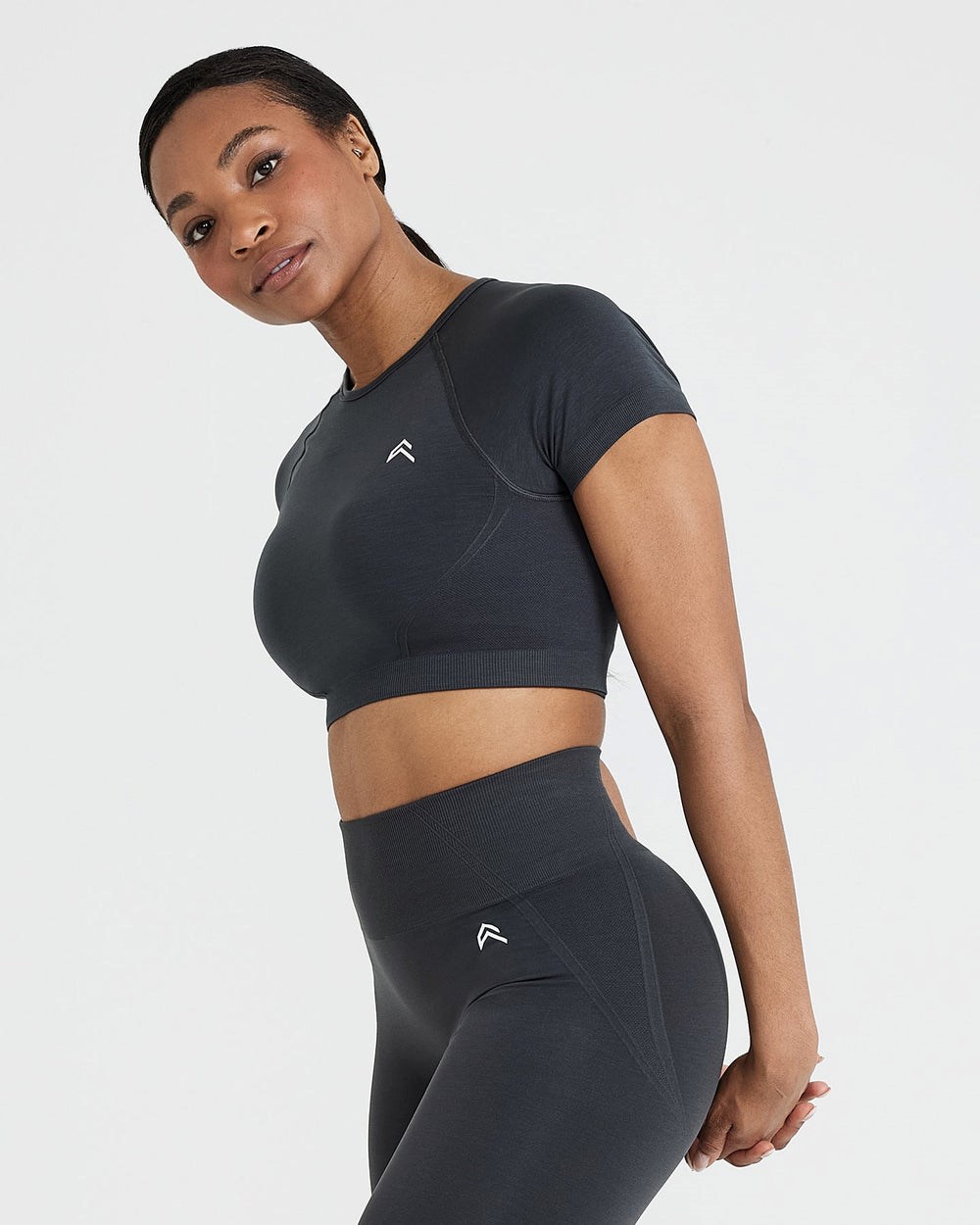 Oner Active Effortless Seamless Krátké Sleeve Crop Top Coal | 27CLFEDPS