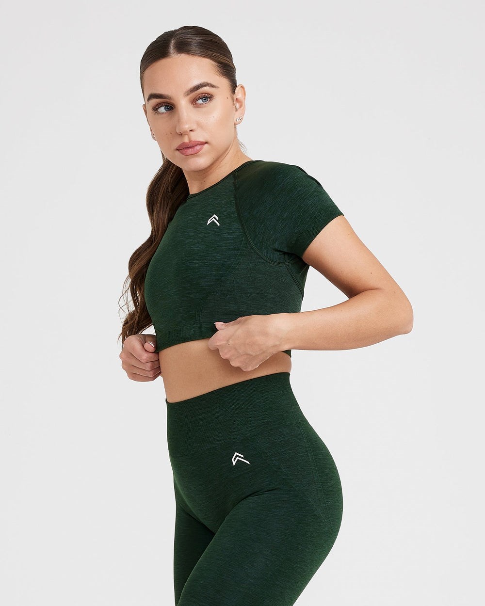 Oner Active Effortless Seamless Krátké Sleeve Crop Top Evergreen | 92XTRHWCQ