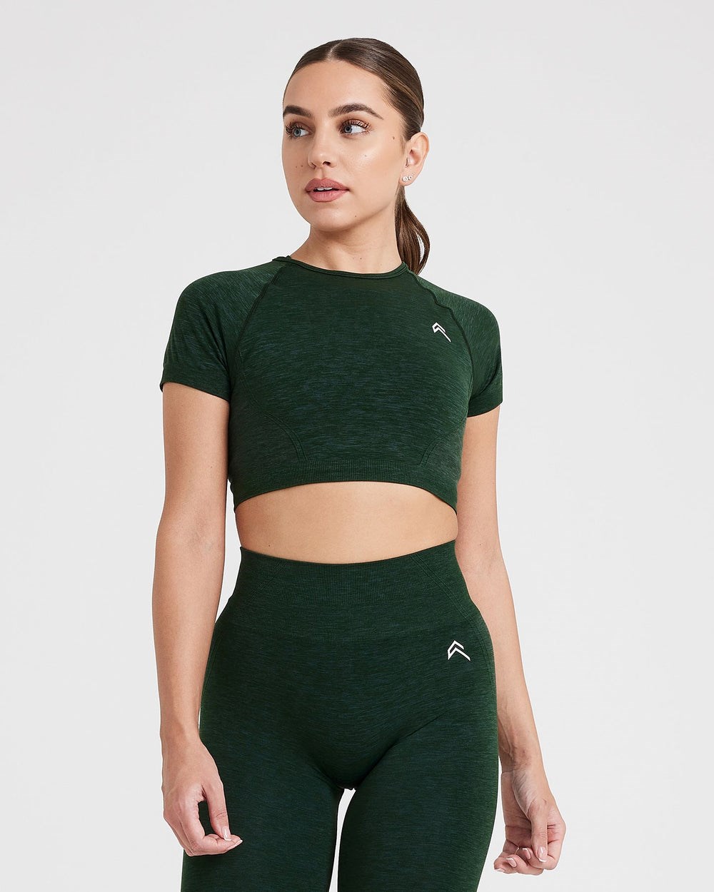 Oner Active Effortless Seamless Krátké Sleeve Crop Top Evergreen | 92XTRHWCQ