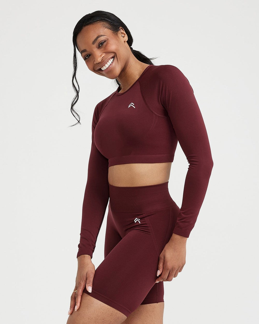 Oner Active Effortless Seamless Long Sleeve Crop Top Rosewood | 19QAEMBHZ