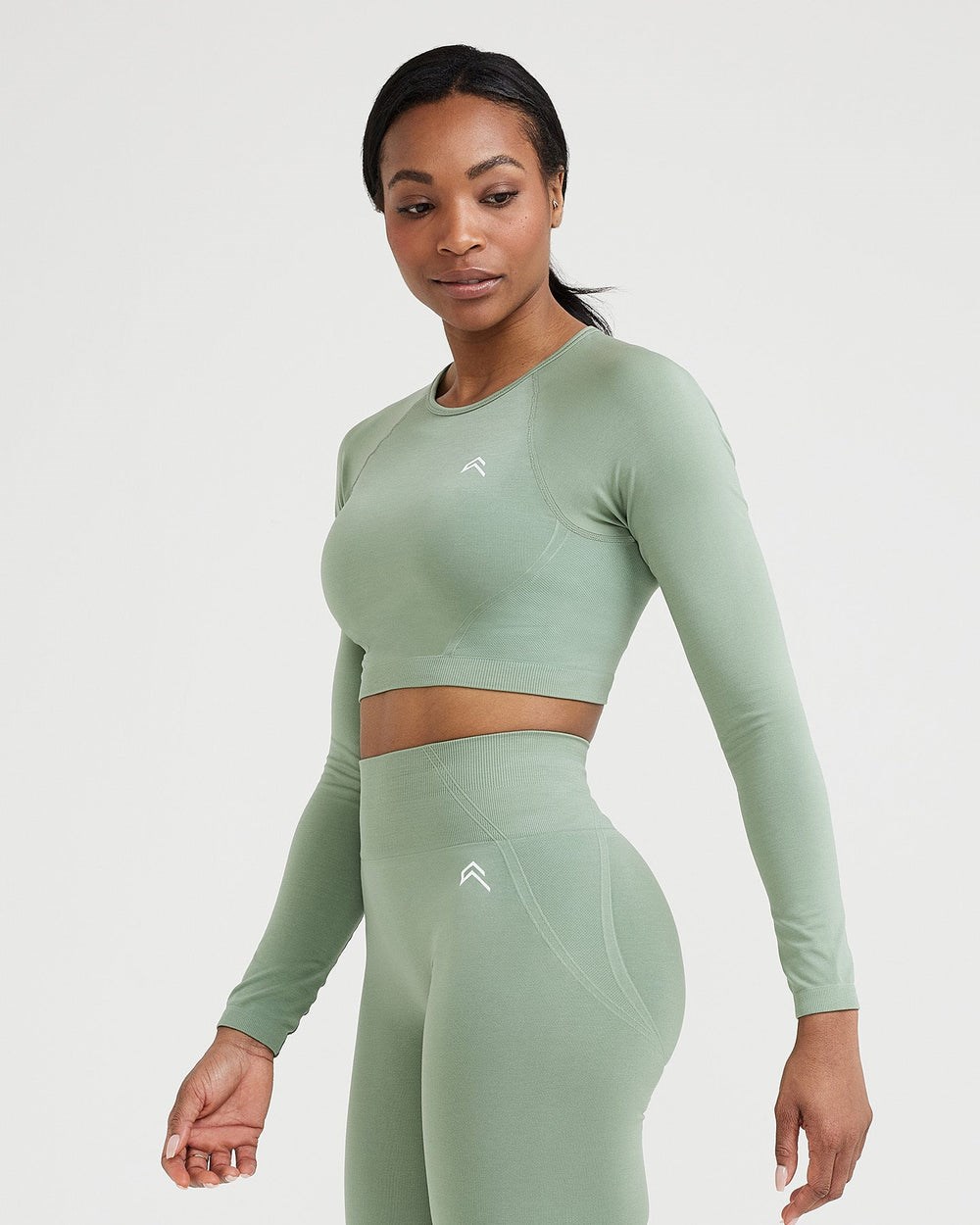 Oner Active Effortless Seamless Long Sleeve Crop Top Sage | 61CZKQTYS