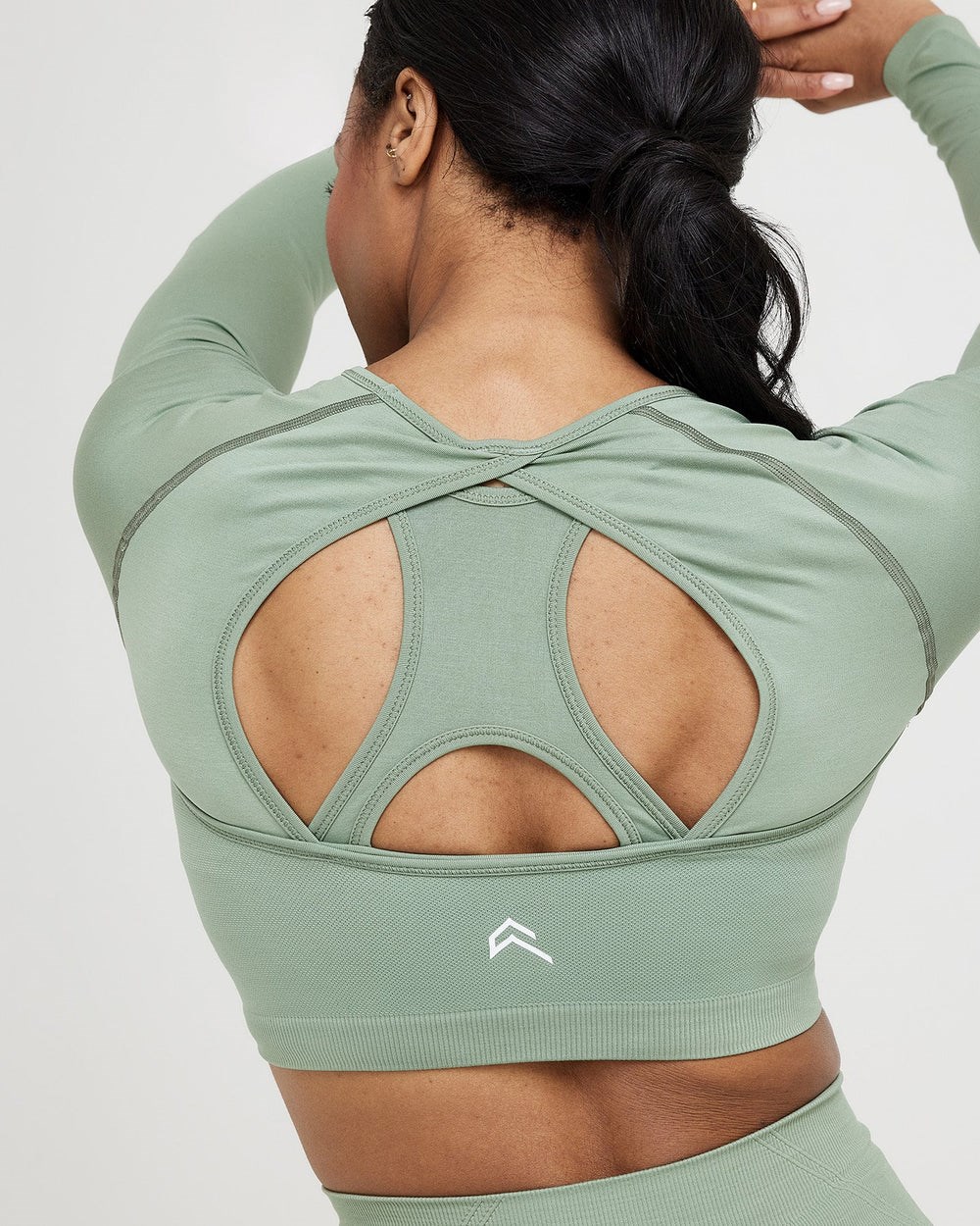 Oner Active Effortless Seamless Long Sleeve Crop Top Sage | 61CZKQTYS