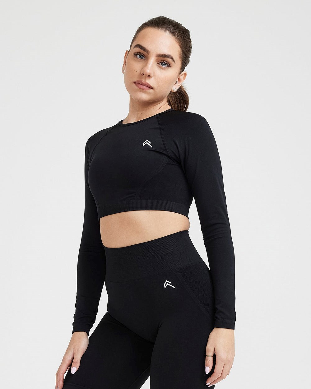 Oner Active Effortless Seamless Long Sleeve Crop Top Černé | 63ELQIXUF