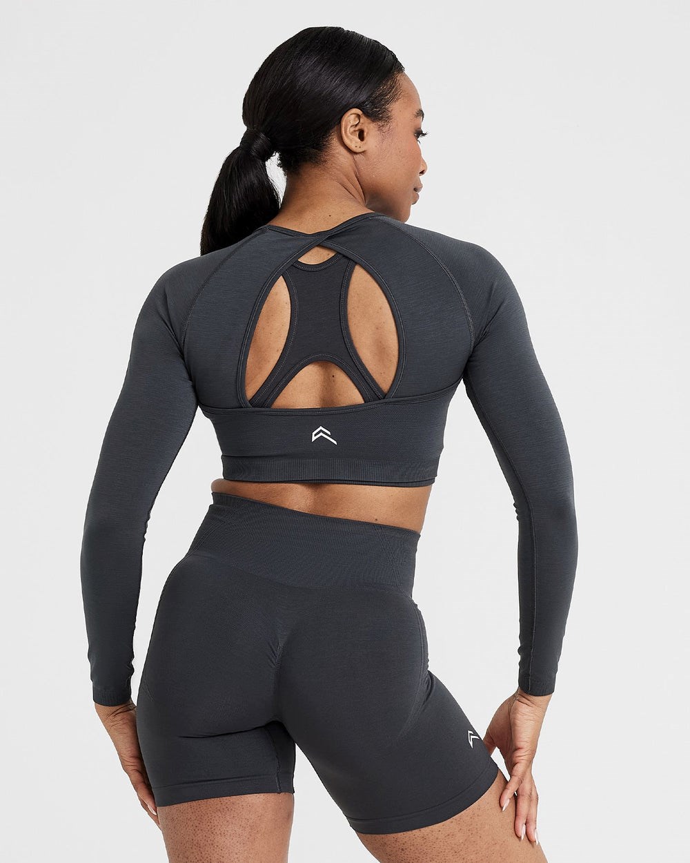 Oner Active Effortless Seamless Long Sleeve Crop Top Coal | 95RIKDBVQ