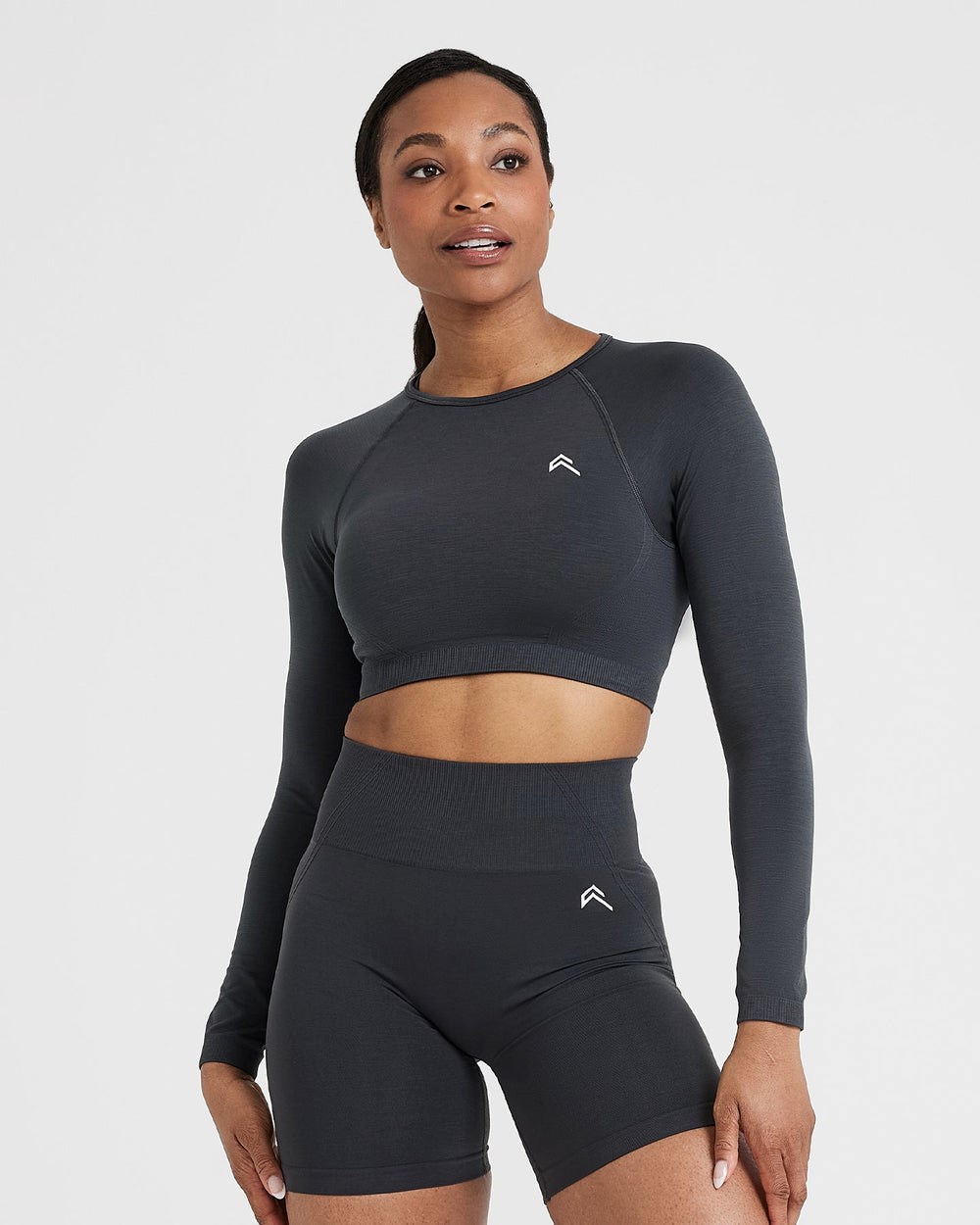 Oner Active Effortless Seamless Long Sleeve Crop Top Coal | 95RIKDBVQ