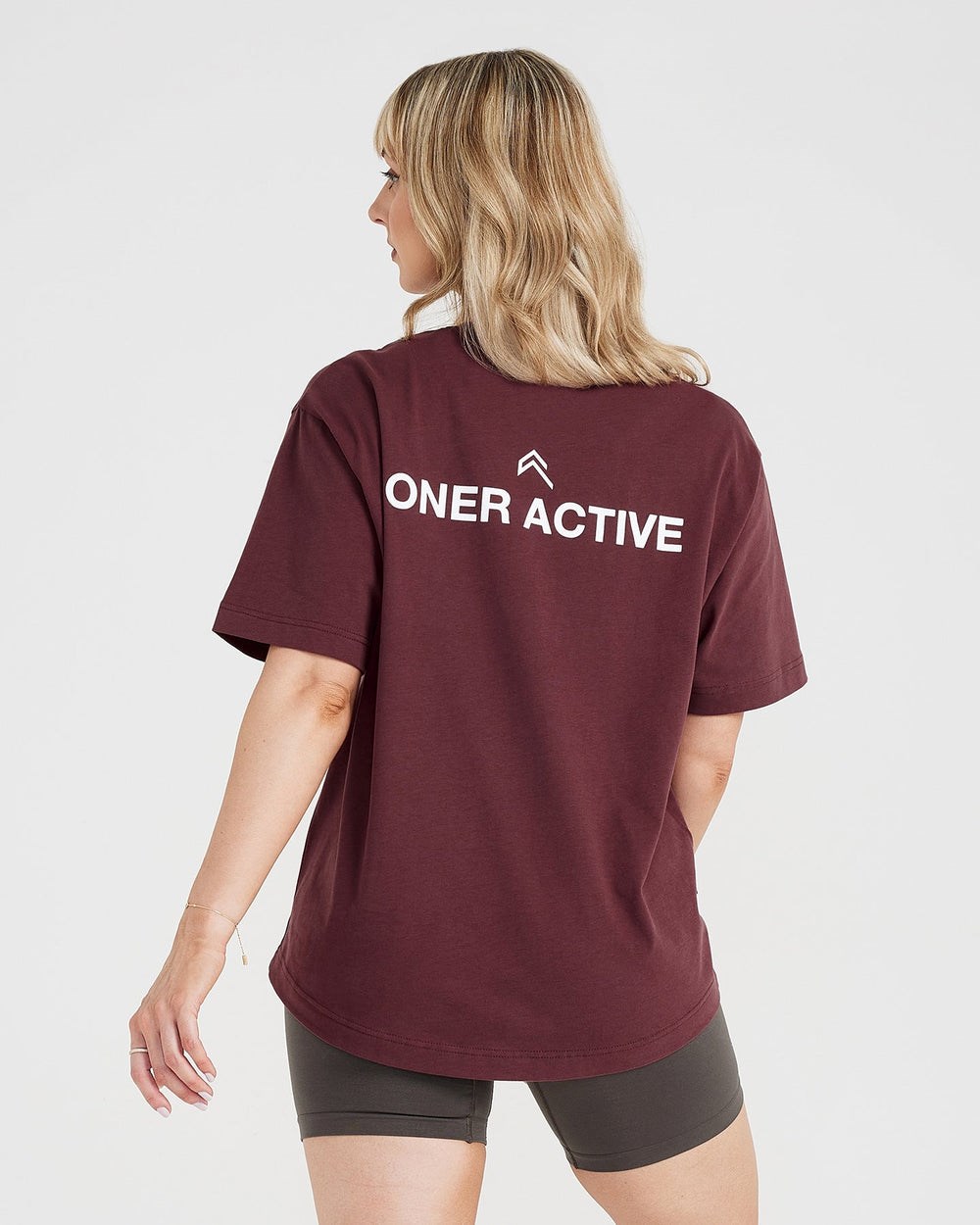 Oner Active Grafická Oversized Krátké Sleeve Tee Washed Rosewood | 70ESTPGZO