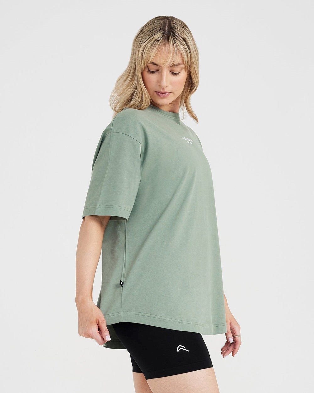 Oner Active Grafická Oversized Krátké Sleeve Tee Washed Sage | 91LNPFGCB