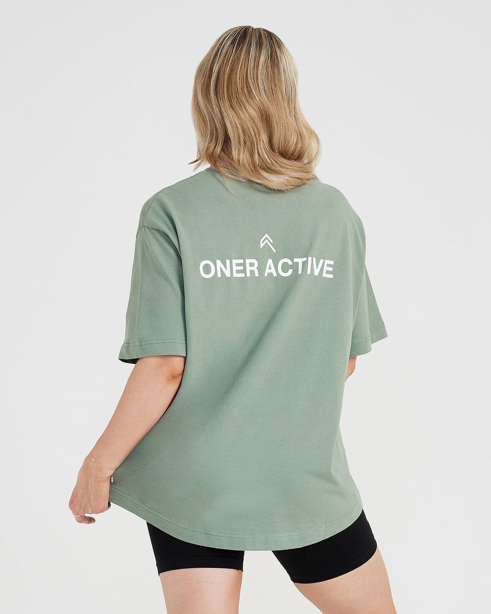 Oner Active Grafická Oversized Krátké Sleeve Tee Washed Sage | 91LNPFGCB