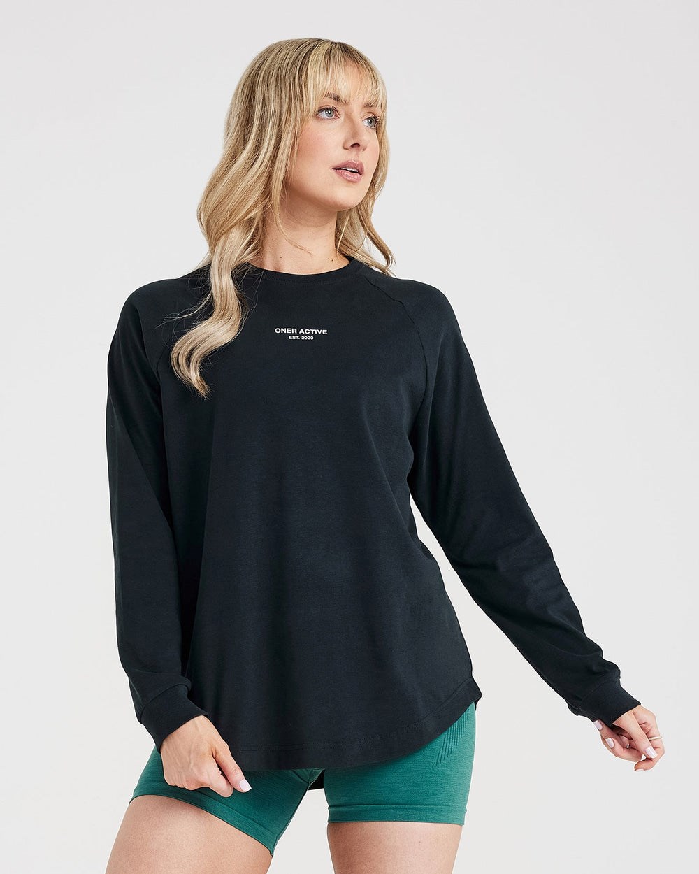 Oner Active Grafická Oversized Long Sleeve Tee Černé | 73UTAQPHF