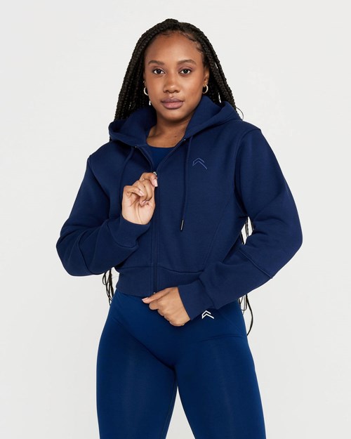 Oner Active Classic Lounge Cropped Zip Through Hoodie Midnight | 59DWTXRLV