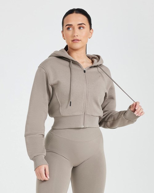 Oner Active Classic Lounge Cropped Zip Through Hoodie Minky | 74OQMDTZW