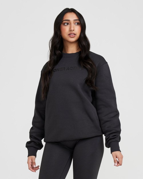 Oner Active Classic Lounge Oversized Crew Neck Coal | 59WXTRYHV