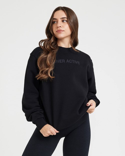 Oner Active Classic Lounge Oversized Crew Neck Černé | 71VGASOXL