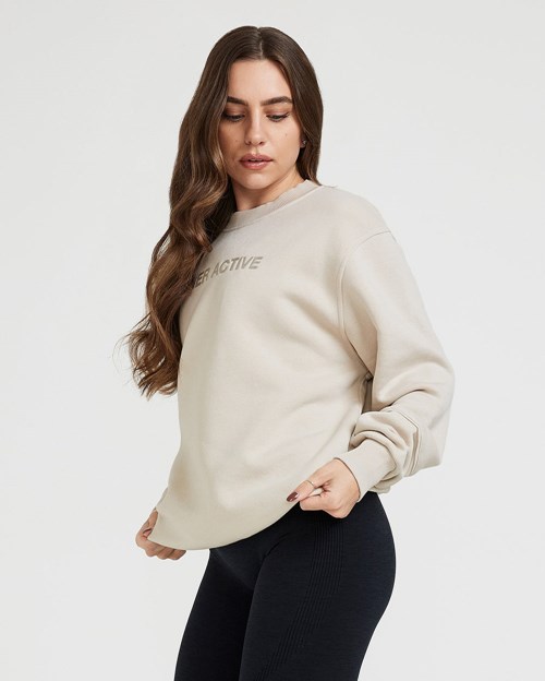 Oner Active Classic Lounge Oversized Crew Neck Sand | 74WZGSLPE