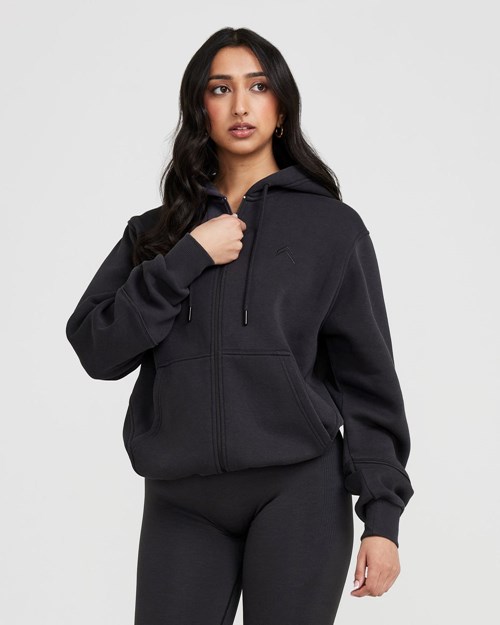 Oner Active Classic Lounge Oversized Zip Through Hoodie Coal | 40FAUHTPX