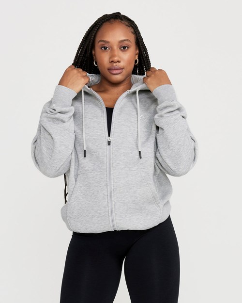 Oner Active Classic Lounge Oversized Zip Through Hoodie Stříbrné Šedé | 89AZRINYU