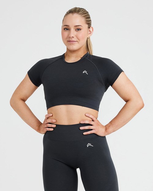 Oner Active Classic Seamless 2.0 Krátké Sleeve Crop Top Coal Marl | 10POQIMLA