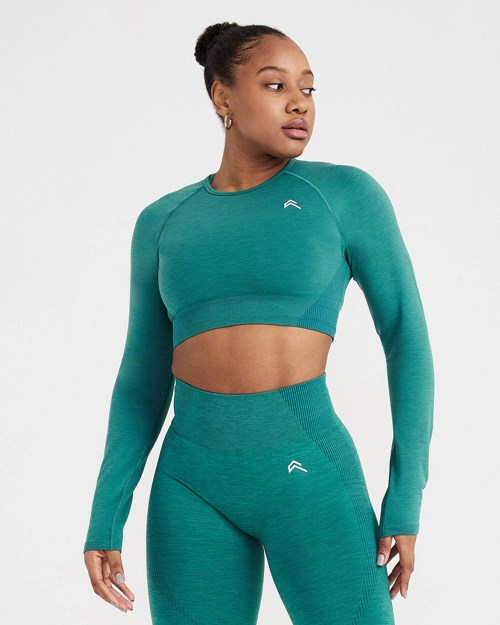 Oner Active Classic Seamless 2.0 Long Sleeve Crop Top Zelene | 25KVRFXAJ