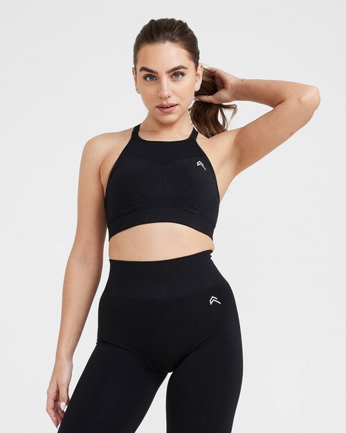 Oner Active Effortless Seamless High Neck Bralette Černé | 47VCQHLUA