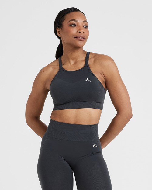 Oner Active Effortless Seamless High Neck Bralette Coal | 54QHODCIV