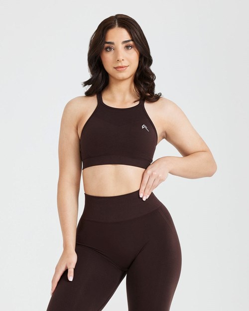 Oner Active Effortless Seamless High Neck Bralette 70% Cocoa | 89WTXBQVI