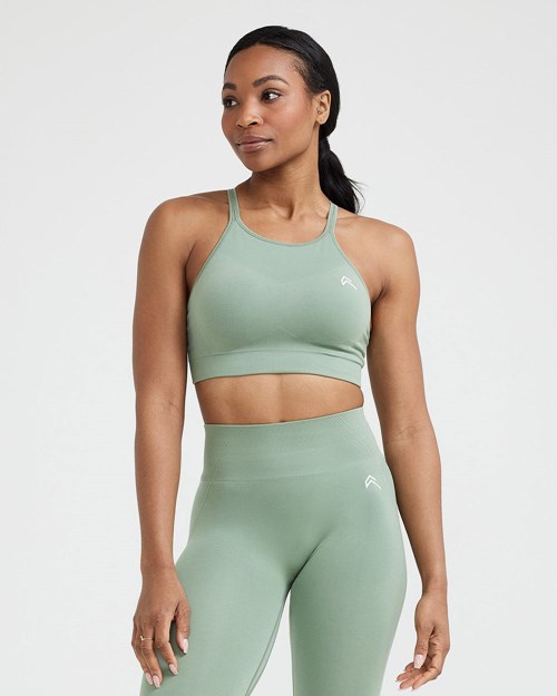 Oner Active Effortless Seamless High Neck Bralette Sage | 93IMSGTHV