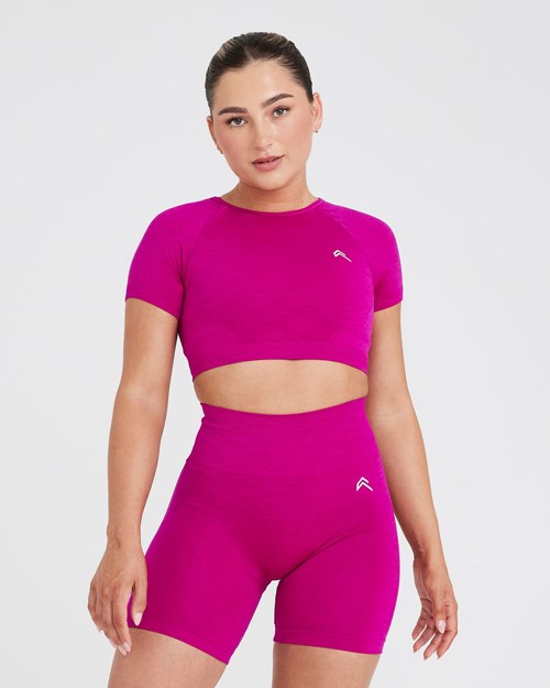 Oner Active Effortless Seamless Krátké Sleeve Crop Top Fuchsie | 21WVLFPJX