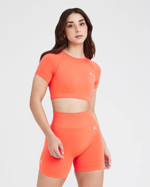 Oner Active Effortless Seamless Krátké Sleeve Crop Top Peach Blossom | 86AGOFDMI