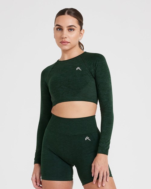 Oner Active Effortless Seamless Long Sleeve Crop Top Evergreen | 30VCLAOMR