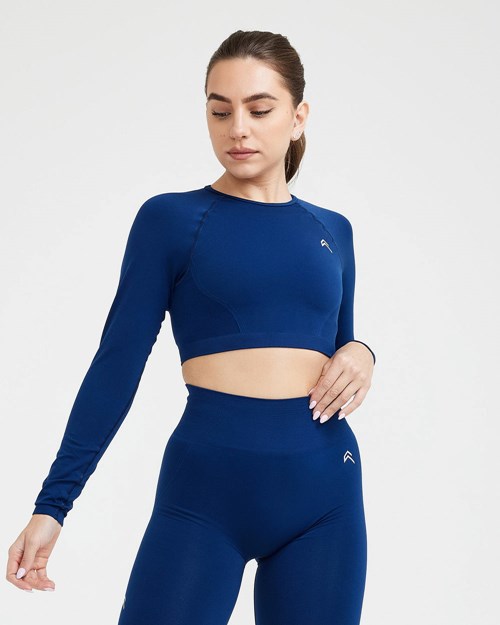 Oner Active Effortless Seamless Long Sleeve Crop Top Midnight | 78VJRPYZQ