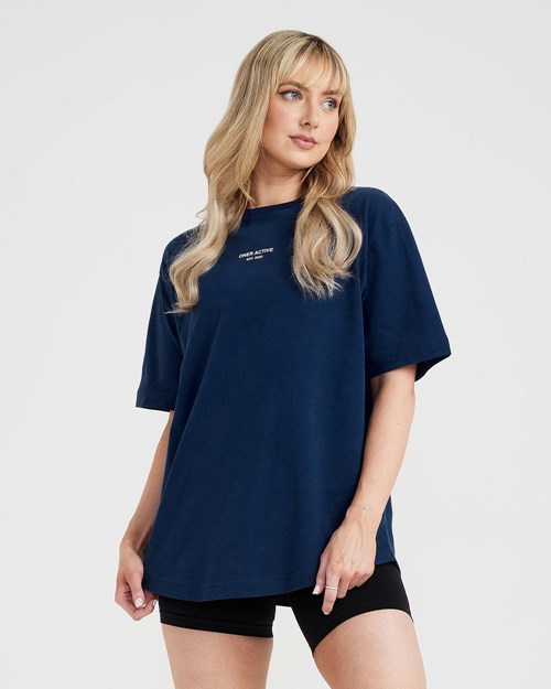 Oner Active Grafická Oversized Krátké Sleeve Tee Washed Midnight | 51EKLIBAD