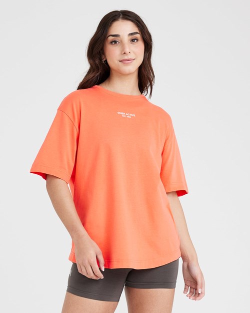 Oner Active Grafická Oversized Krátké Sleeve Tee Washed Peach Blossom | 82KGZRIHA