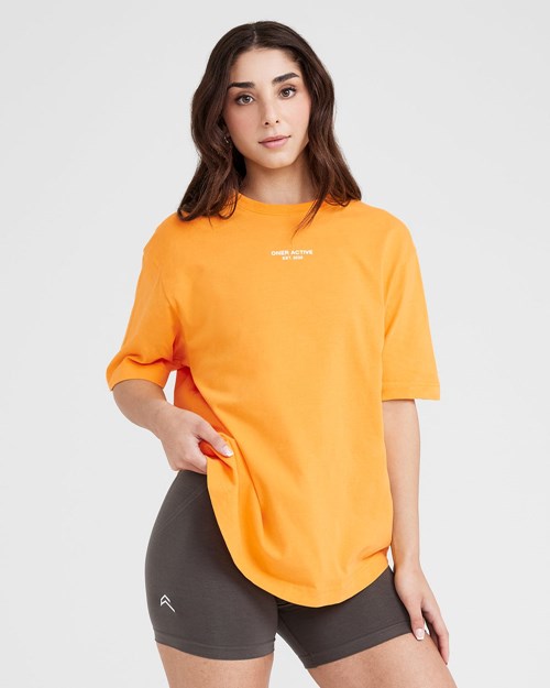 Oner Active Grafická Oversized Krátké Sleeve Tee Washed Sunset | 84VWANQZG