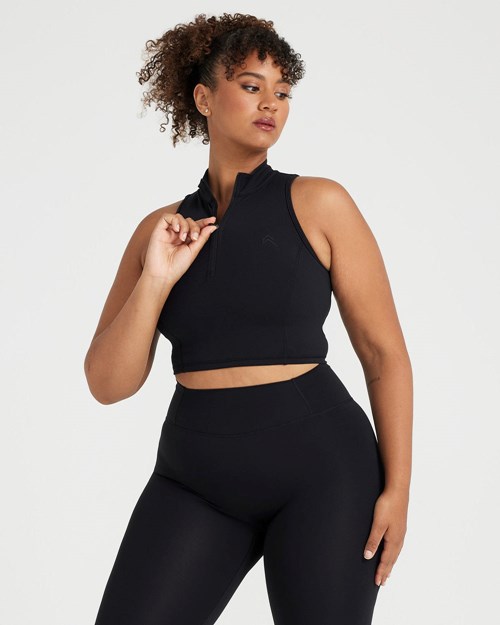 Oner Active Timeless Half Zip Crop Tank Černé | 07CNFSWPJ