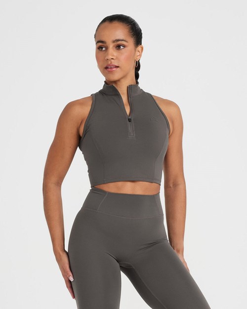 Oner Active Timeless Half Zip Crop Tank Tmavě | 13OKYNHBP